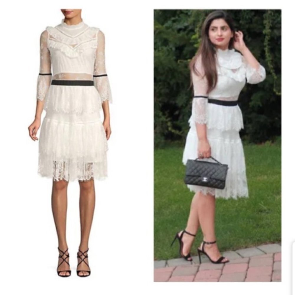 Few Moda Romantic Tiered Lace Tulle White new with tags Size Xsmall #118